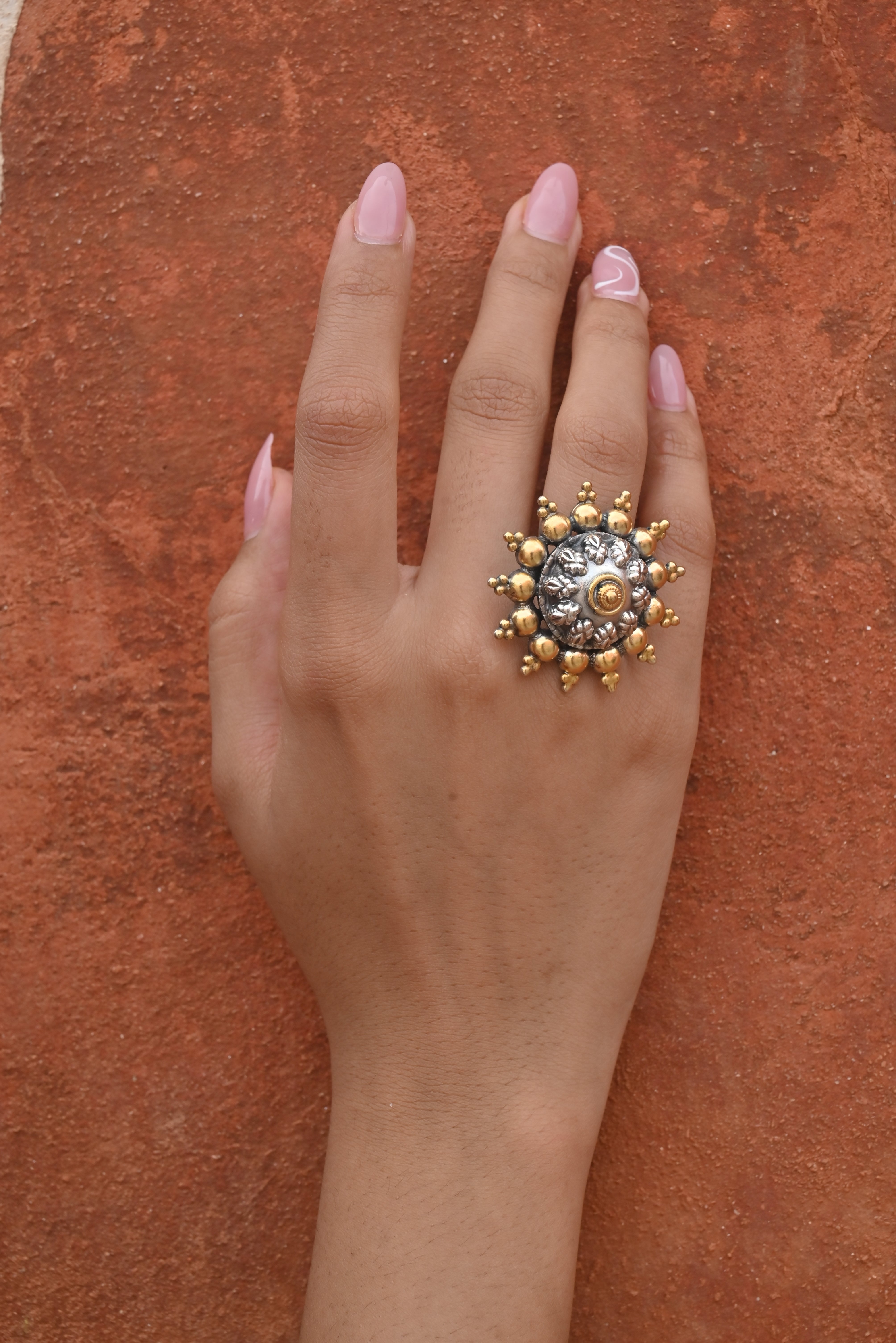 Silver Surya Chakra Ring: